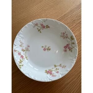Haviland & Co Limoges France 5 1/8" Pink Rose Embossed Fruit Dessert Sauce Plate